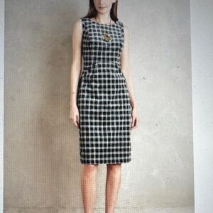 Anthropologie Black and White Plaid Midi Dress